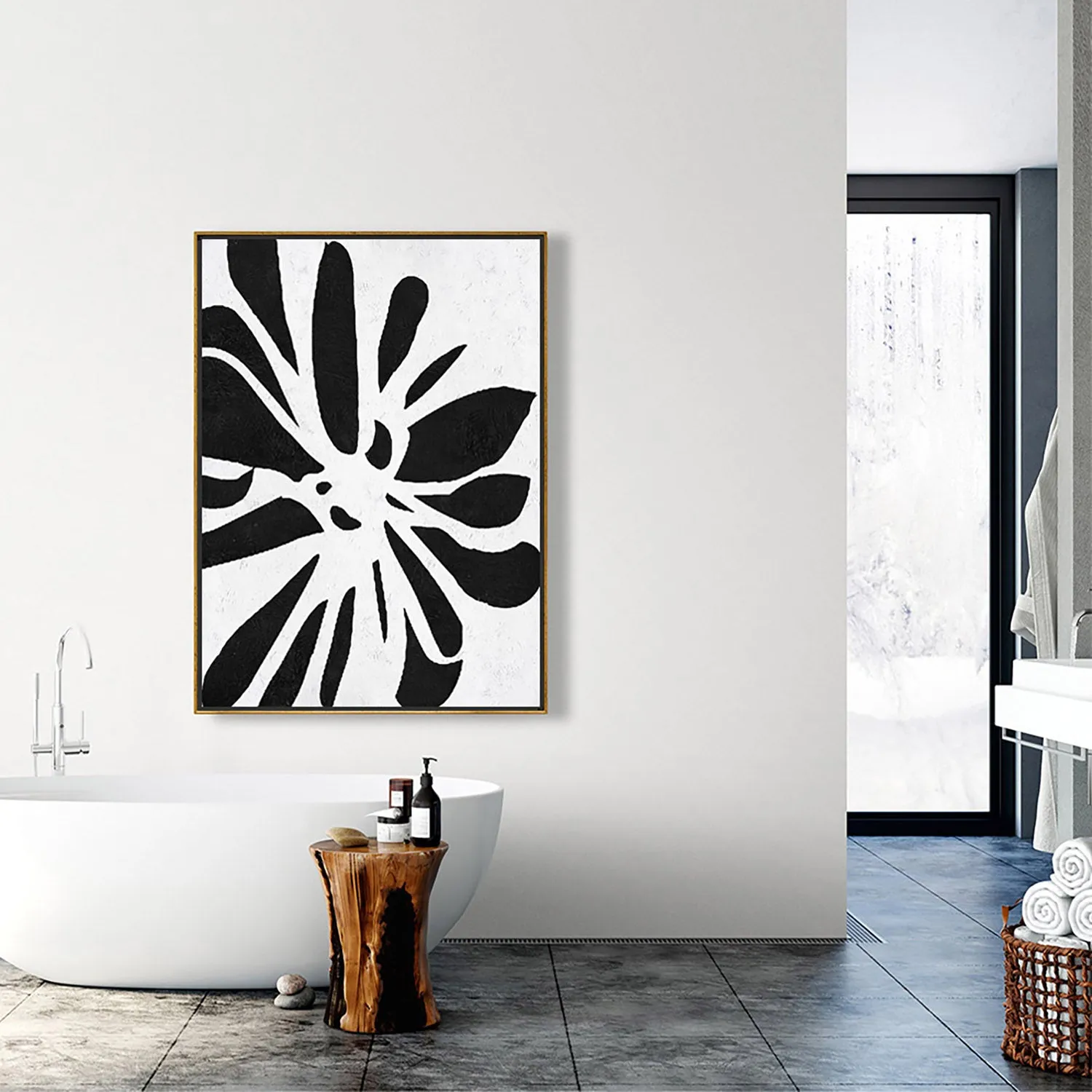 Vertical Minimalist Flower Art J105L1