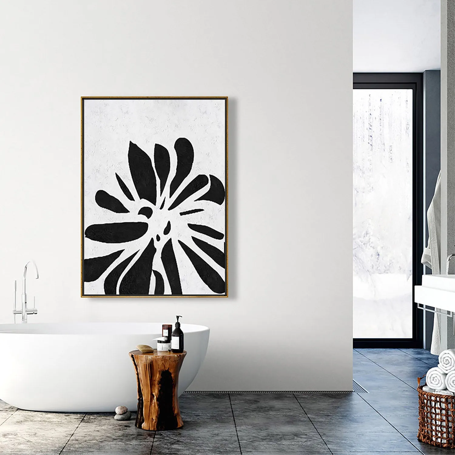 Vertical Minimalist Flower Art J105L