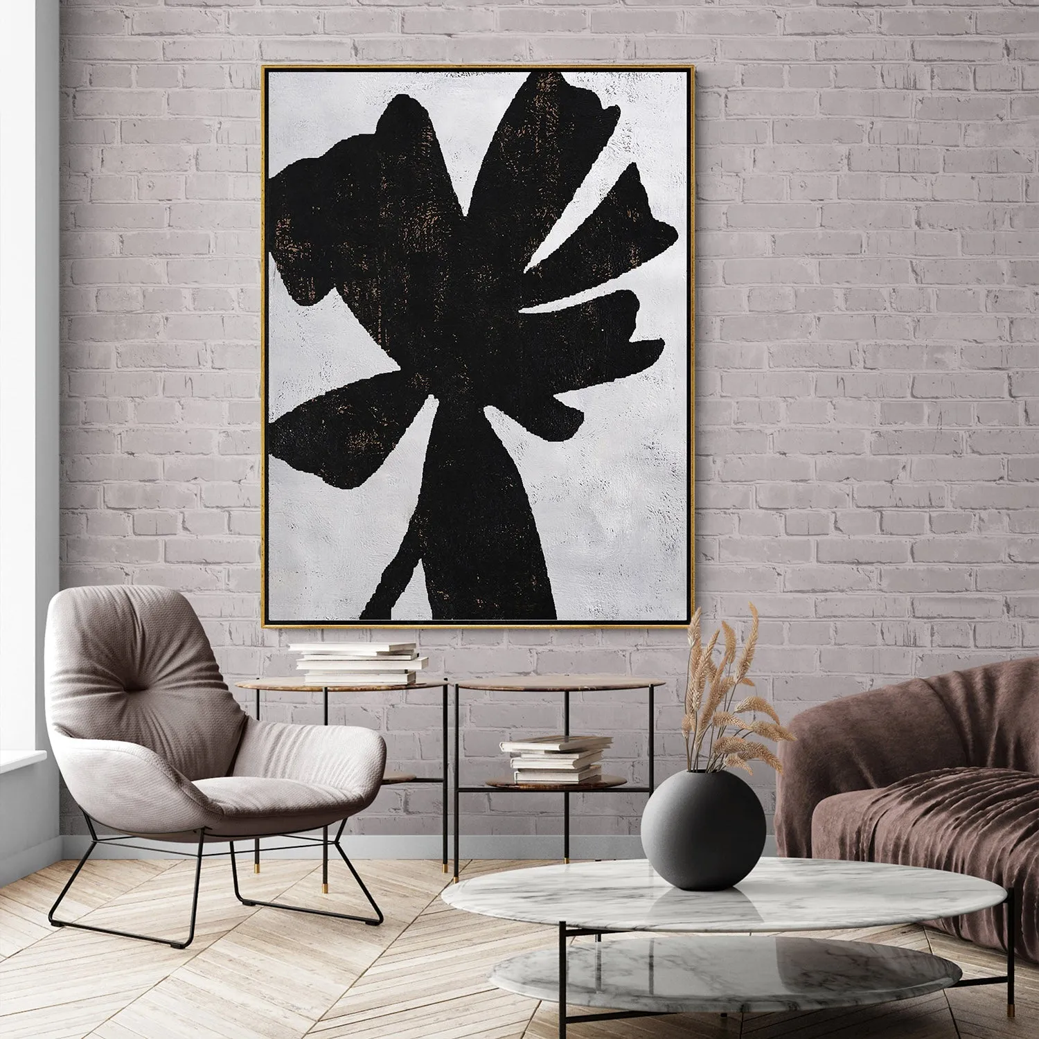 Vertical minimalist flower painting H25V
