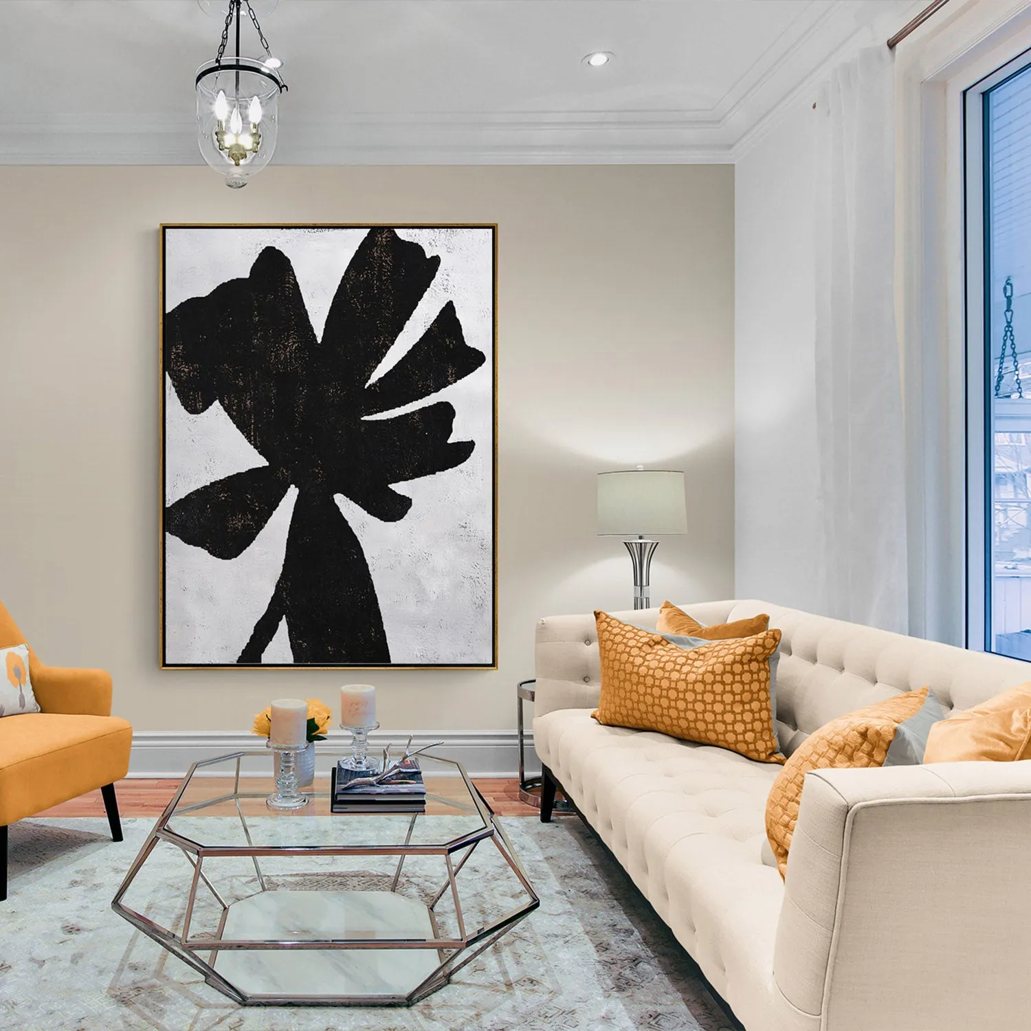 Vertical minimalist flower painting H25V