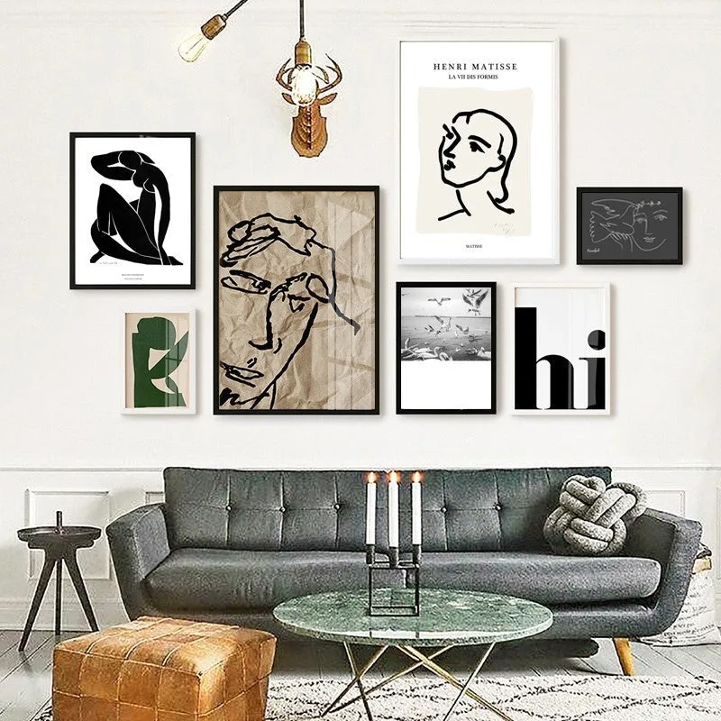 Vintage Abstract Matisse Line Figure