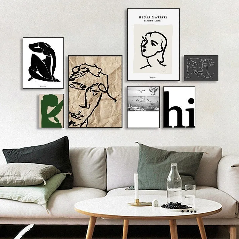 Vintage Abstract Matisse Line Figure