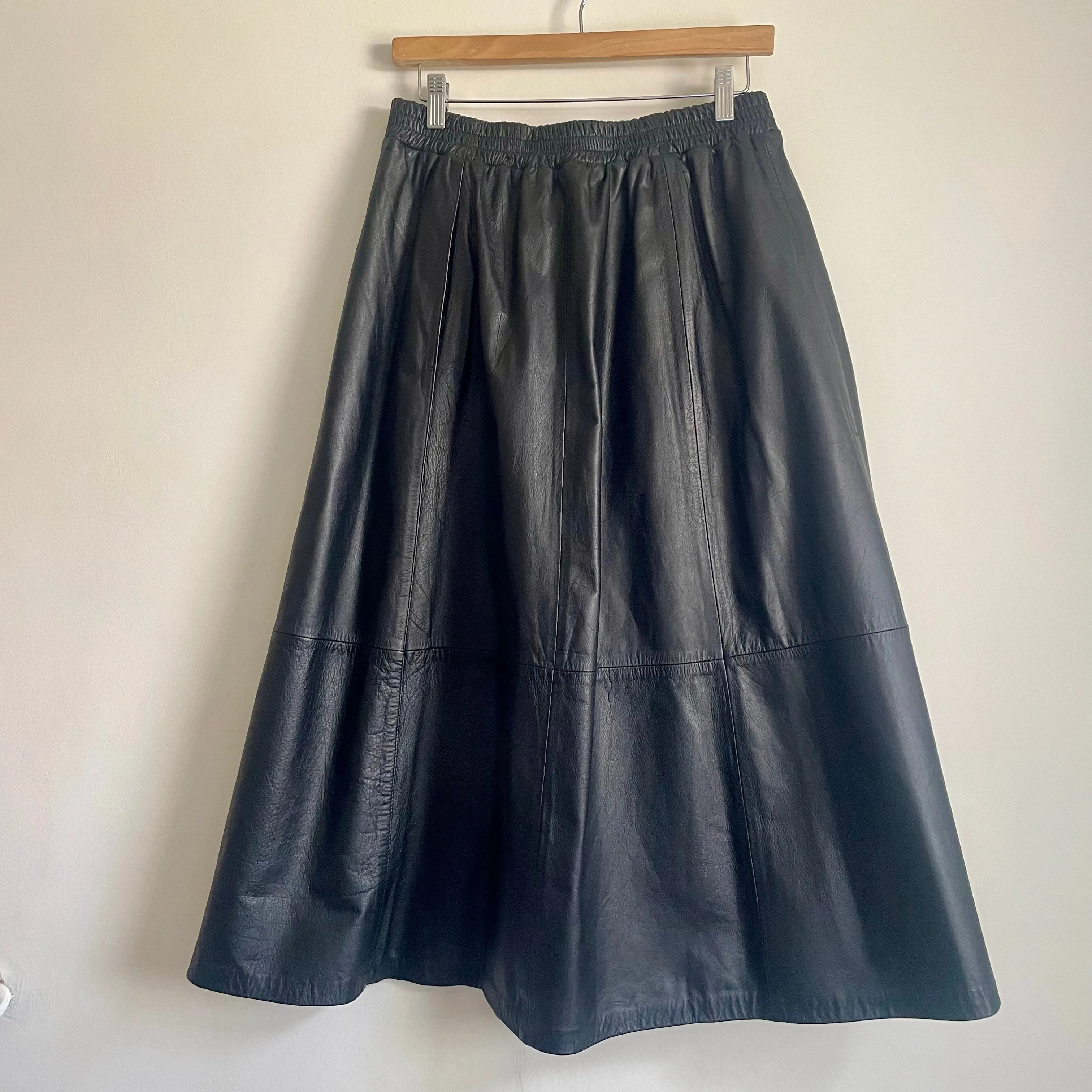Vintage Deerskin Quality Leathers midi maxi Skirt with pockets // size large