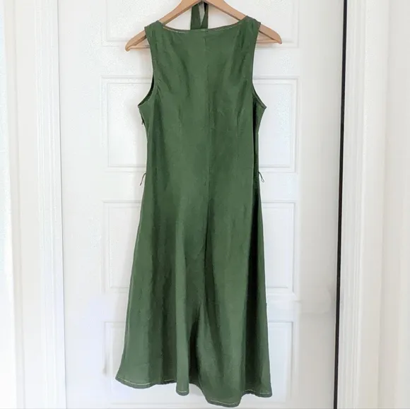 Vintage WILLI SMITH 100 Linen Fully Lined Dress with Eyelet Details Midi Dress