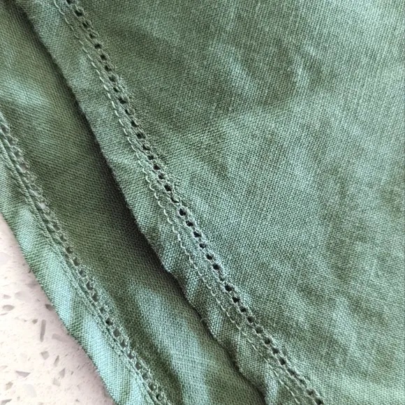 Vintage WILLI SMITH 100 Linen Fully Lined Dress with Eyelet Details Midi Dress