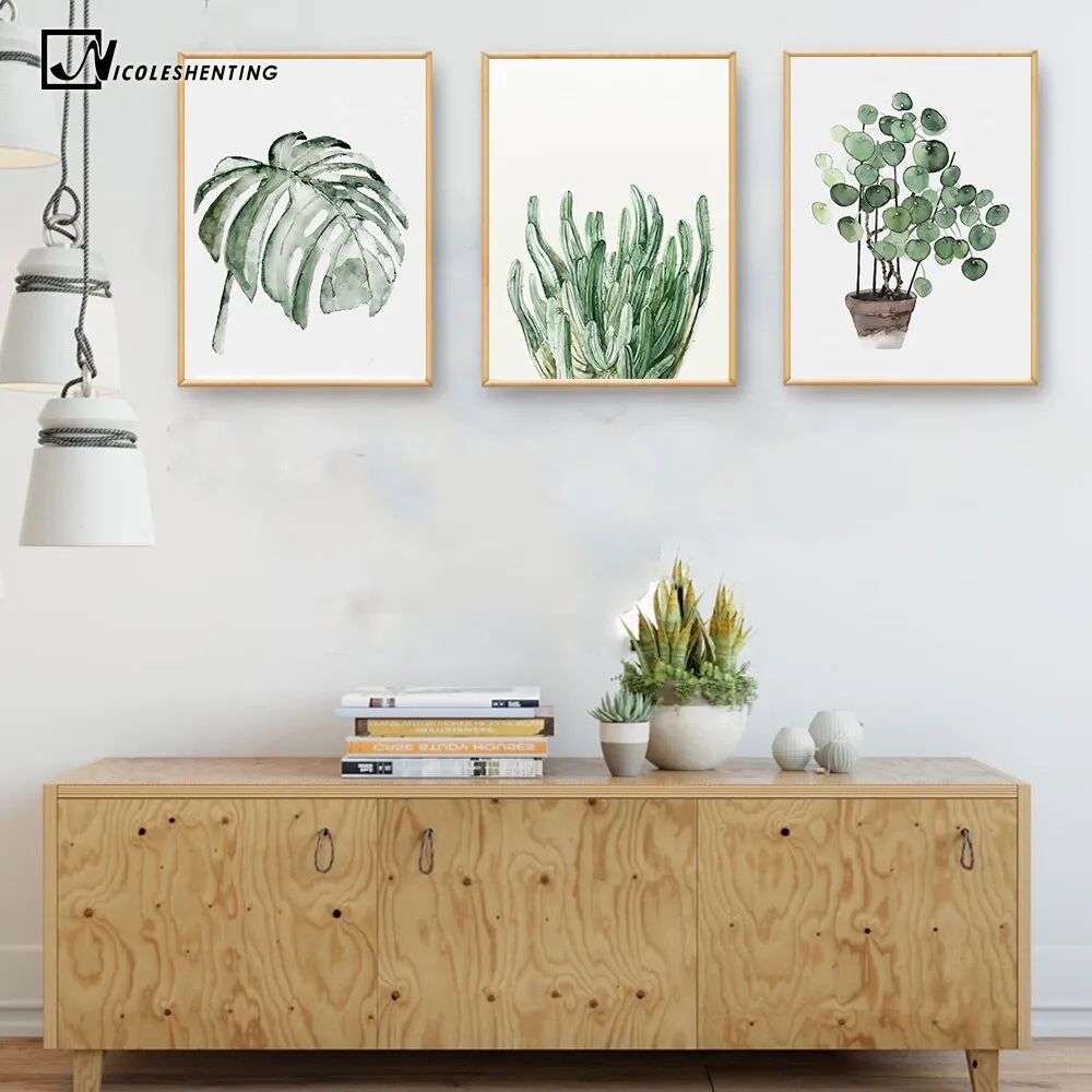 Watercolor Plant Leaves Poster Wall Art