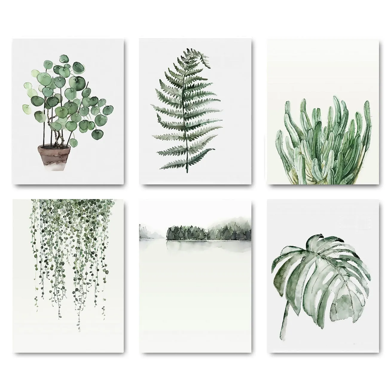 Watercolor Plant Leaves Poster Wall Art