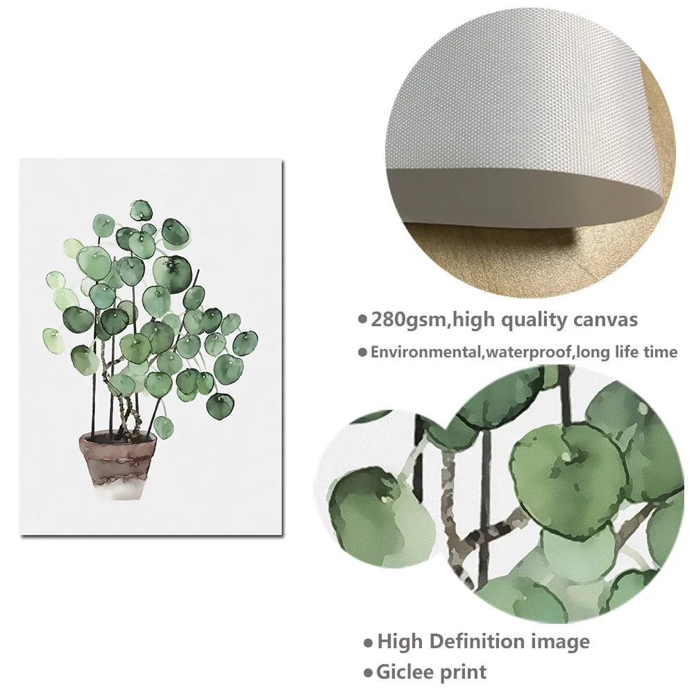 Watercolor Plant Leaves Poster Wall Art