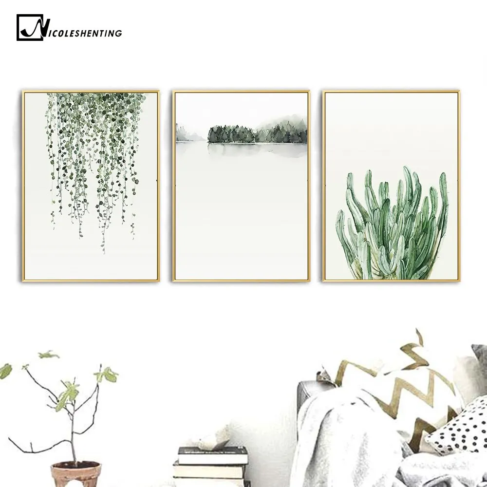 Watercolor Plant Leaves Poster Wall Art
