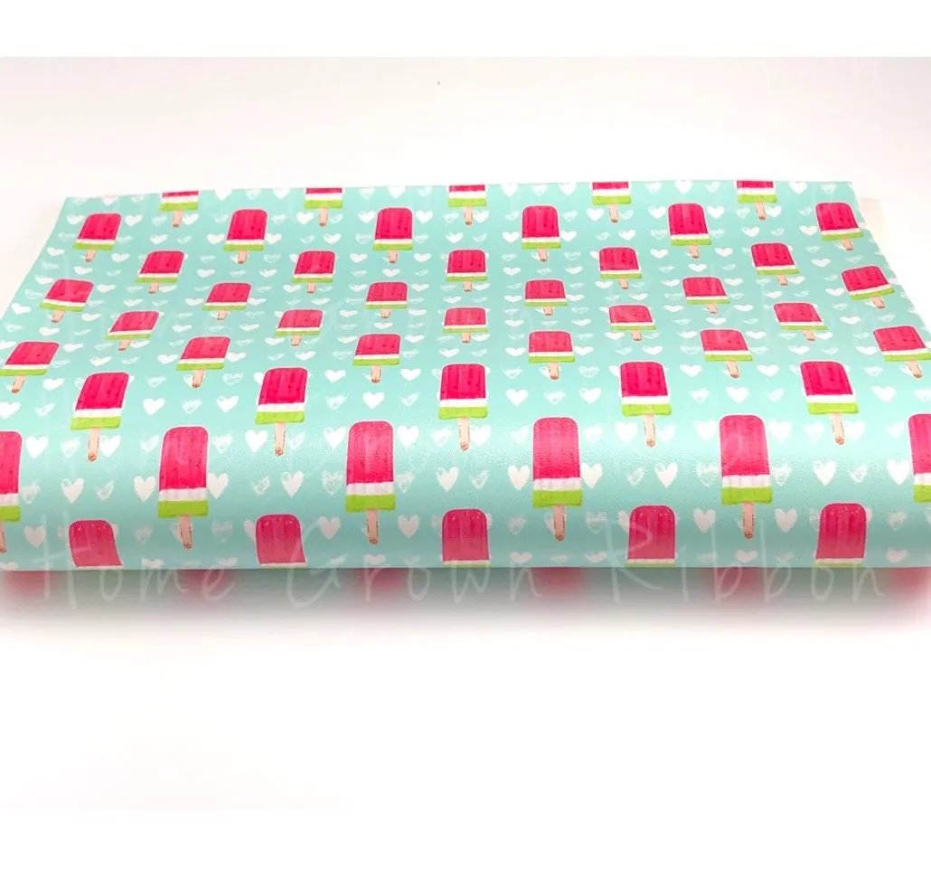 Watermelon Popsicle Faux Leather Sheet