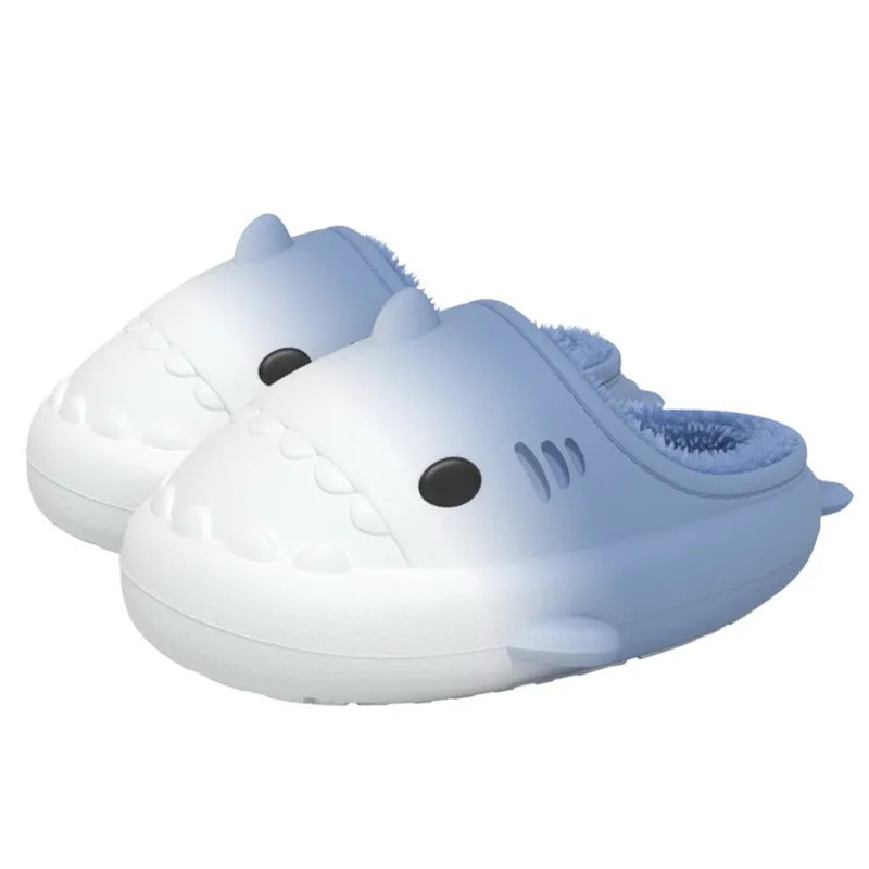 Waterproof Gradient Shark Cotton Slipper