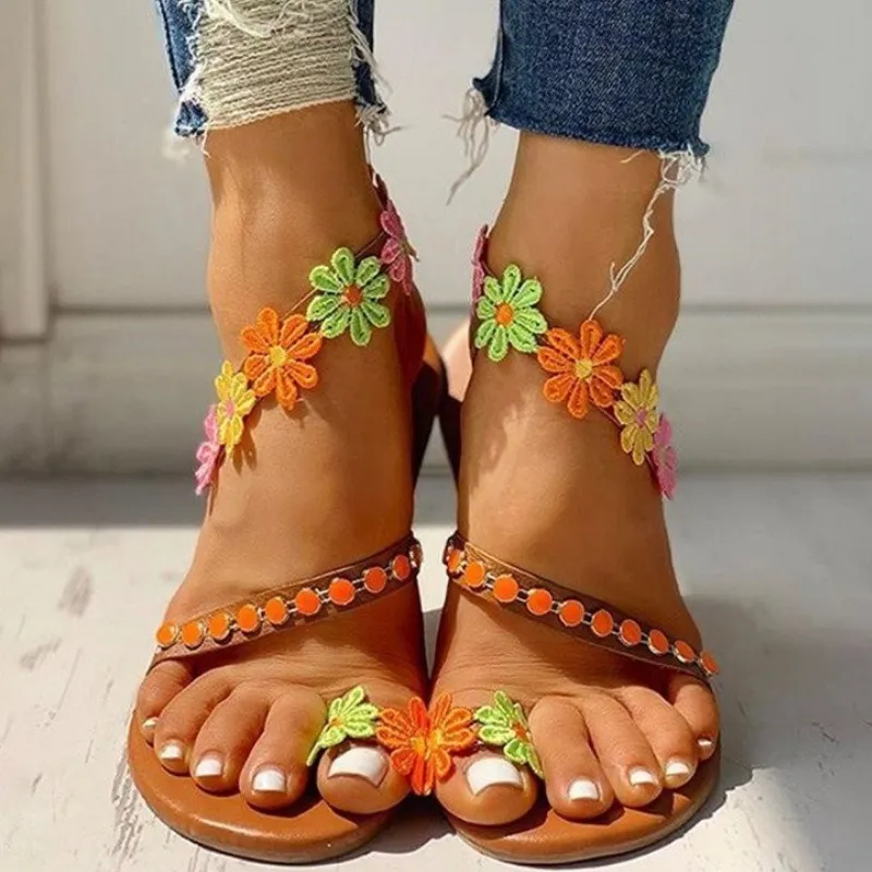 White Lace Sandals Flip Flops Flat Sandals Bohemia Beach Shoes Summer WSH3628