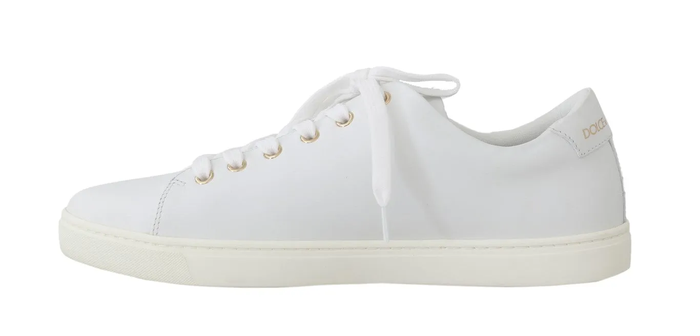 White Leather Gold Red Heart Sneakers