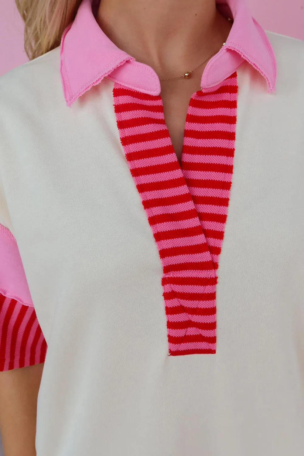 White Stripe Colorblock Patchwork Short Sleeve T Shirt Dress