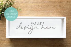 White Wood Shadow Box Sign Product Mockup