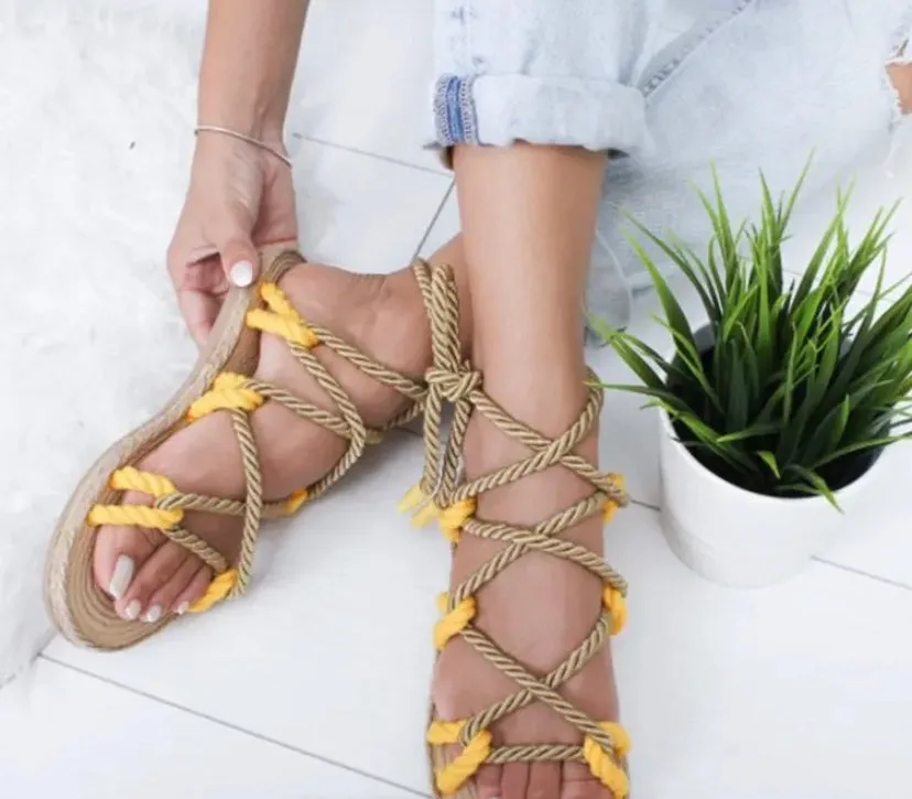 Wholesale Multi Color Rope Sandals (10 Pair)