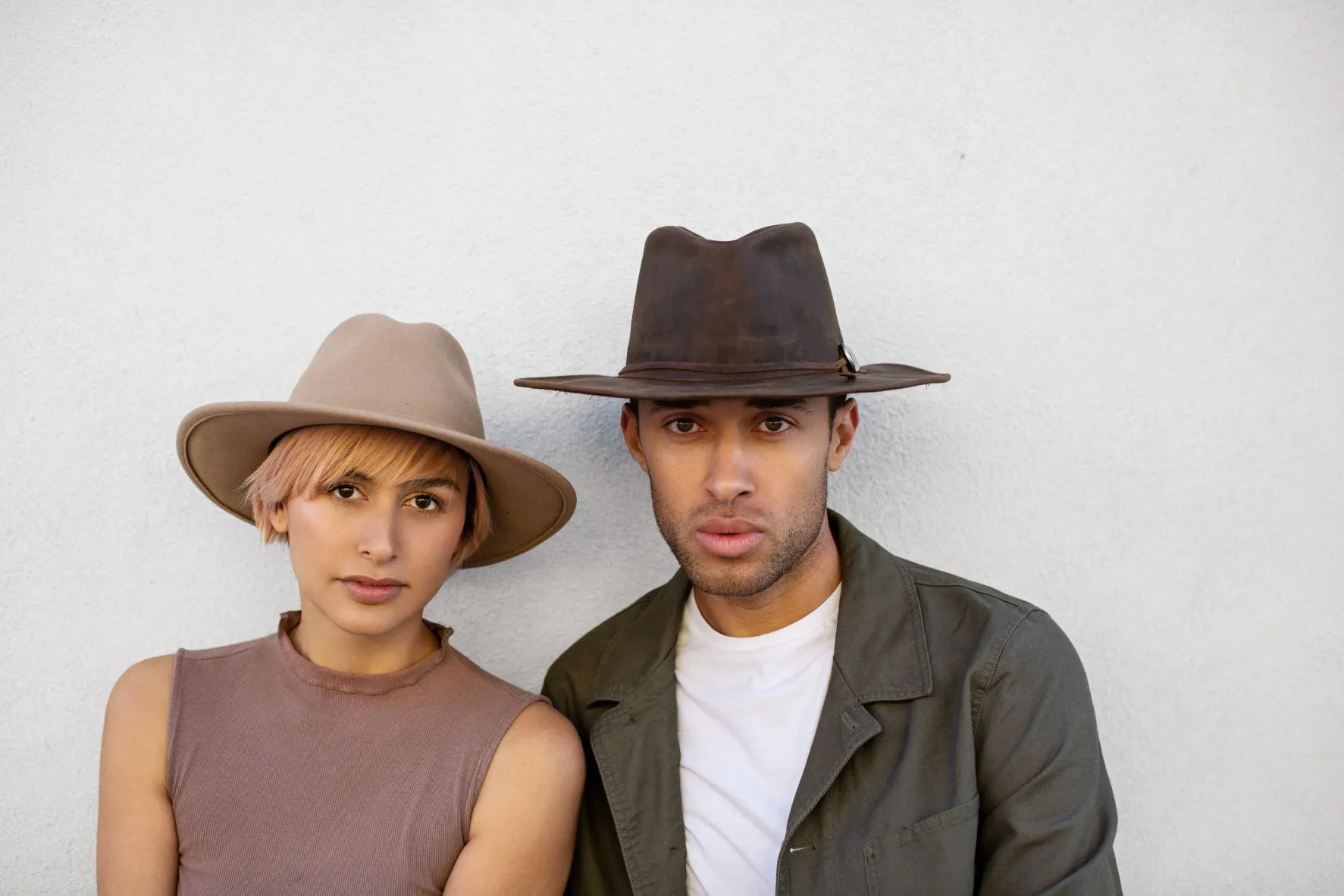 WILDER WIDE BRIM LEATHER HAT - CHOCOLATE