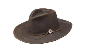 WILDER WIDE BRIM LEATHER HAT - CHOCOLATE