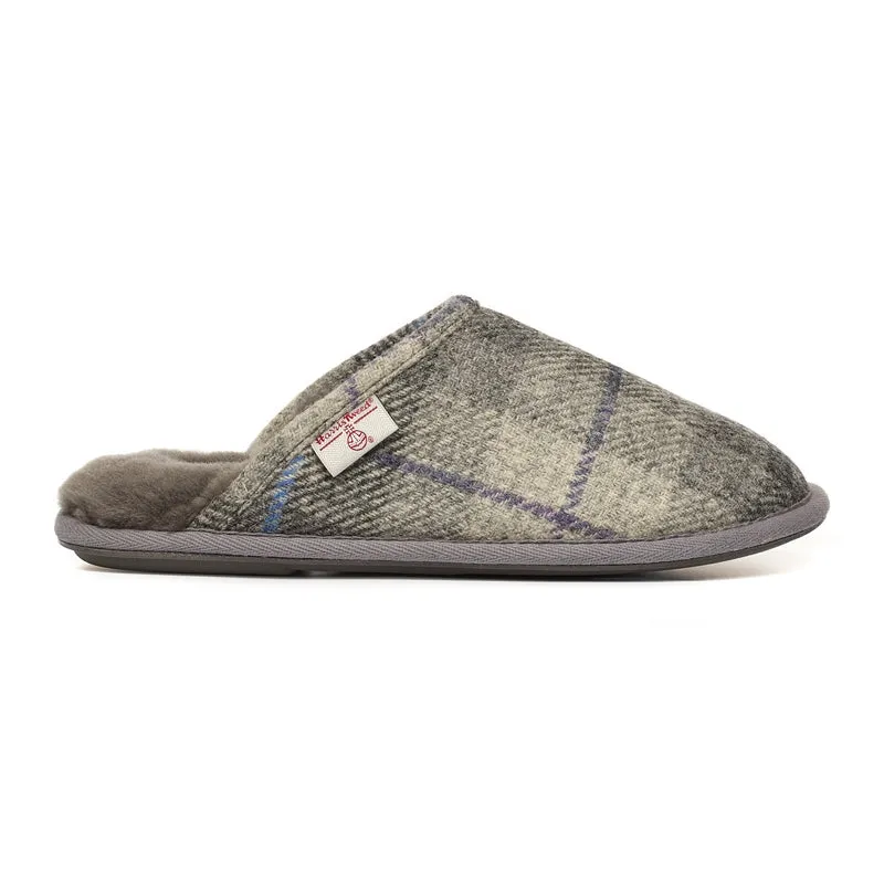 William - Harris Tweed Mule - Grey / Charcoal Check