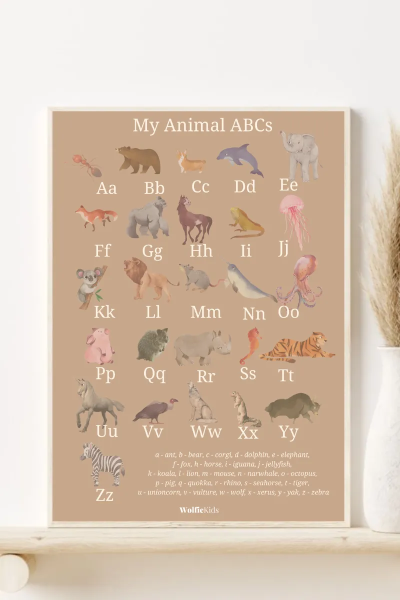 Wolfie's ABC educational poster | caramel