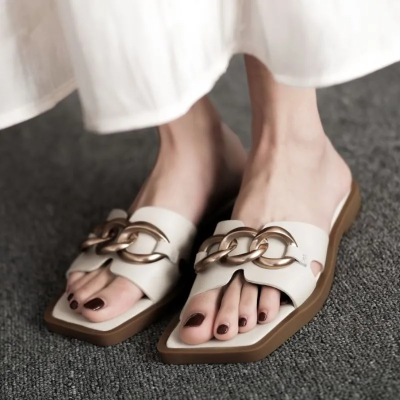 Women Fashion Real Leather Slippers