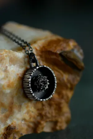XSucculent Necklace - Spikey Succulent - Shadowbox Necklace - Sterling Silver Succulent
